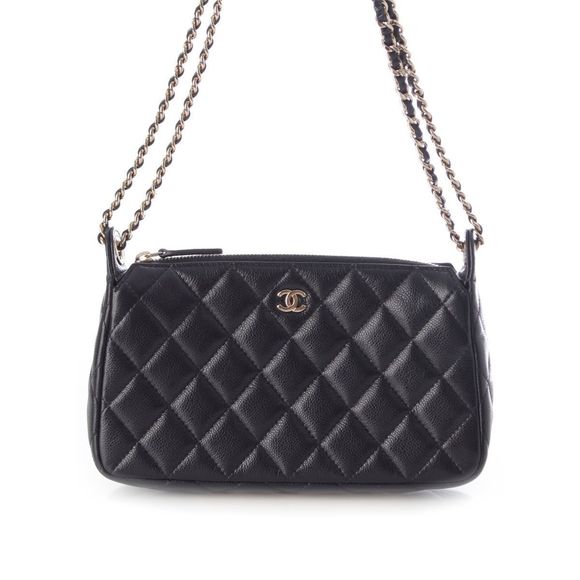 Chanel 25A Caviar Skin Matelasse Classic Chain Mini Shoulder Bag Pouch Ap4704 - Picture 1 of 10
